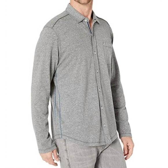 NEW TOMMY BAHAMA men's bodega beach long sleeve shirt in coal - Picture 3 of 4
